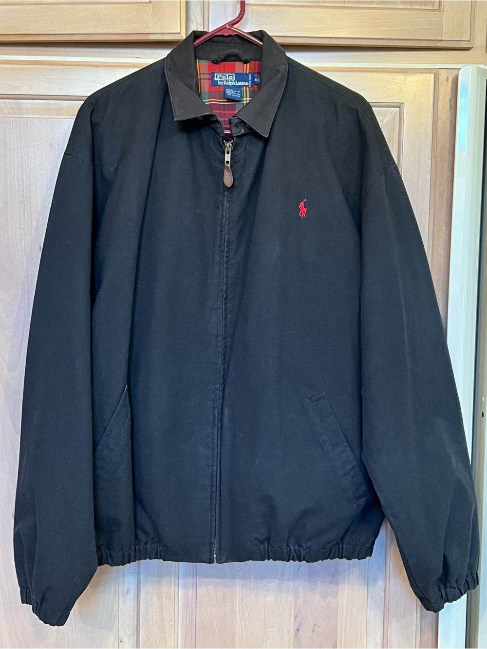 VINTAGE 90’s RALPH LAUREN Navy Bomber Jacket with Red Pony Size XL